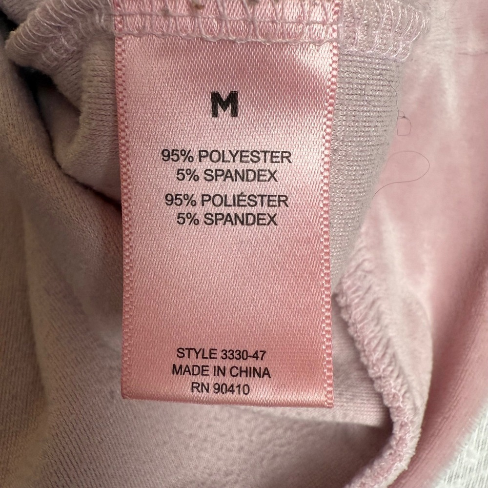 Juicy Couture Velour Pullover Sweater Pink Rhinestone Logo Crewneck Size M Y2K - Picture 5 of 16